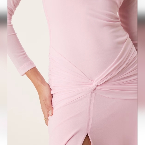 Bardot Lea Drop-Waist Mesh Maxi Blush Long Sleeve Dress, Retail $189.00US - Picture 7 of 16